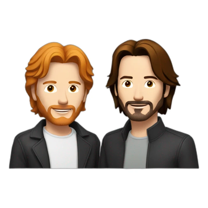 tom crossman with ginger hair hanging out with keanu reeves sticker