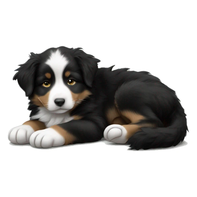 sleeping black tri australian shepherd puppy sticker