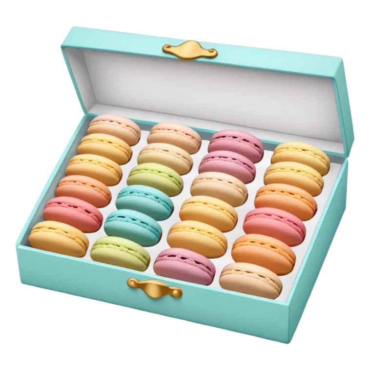 Realistic rectangle box of pastel macaron cookies lined up into the box sticker