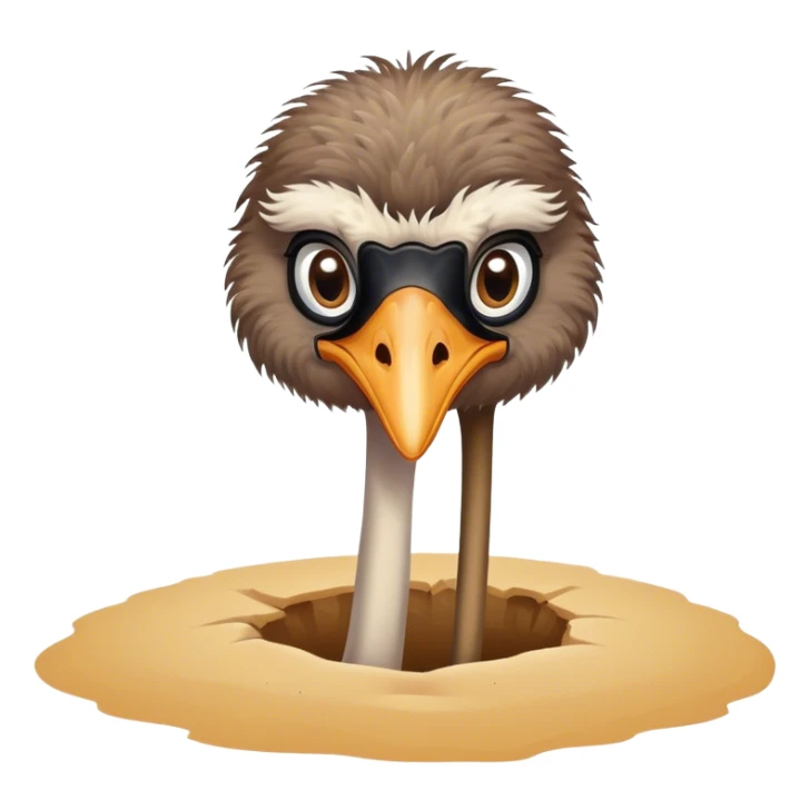 An ostrich with their head in a hole in the sand. sticker