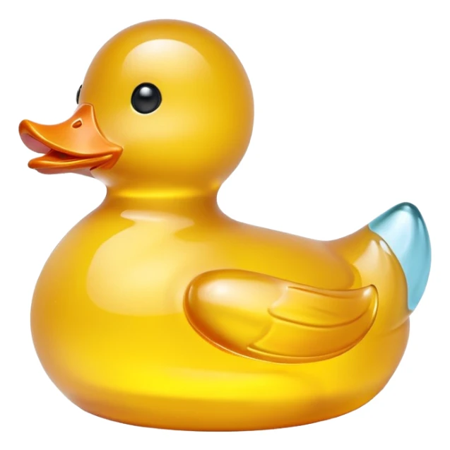 glowing glass rubber duck,  minimalistic yellow transparent glass 3d neon glowing sticker