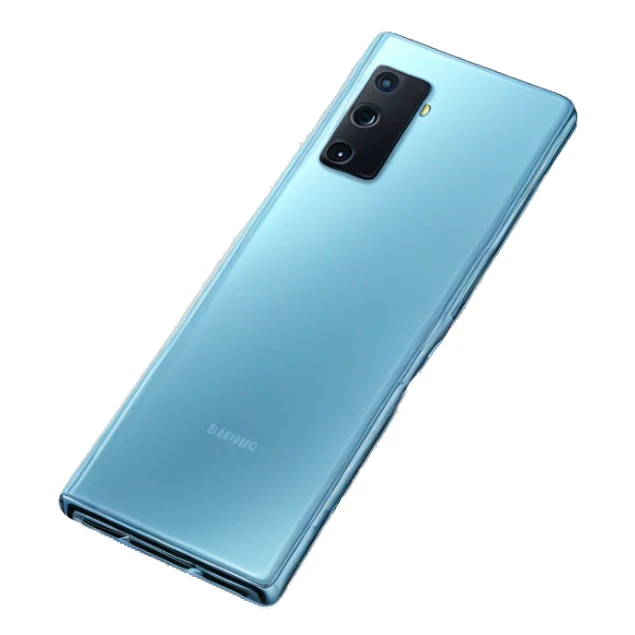 Realistic isolated icy blue samsung galaxy z fold 5 smart phone. sticker