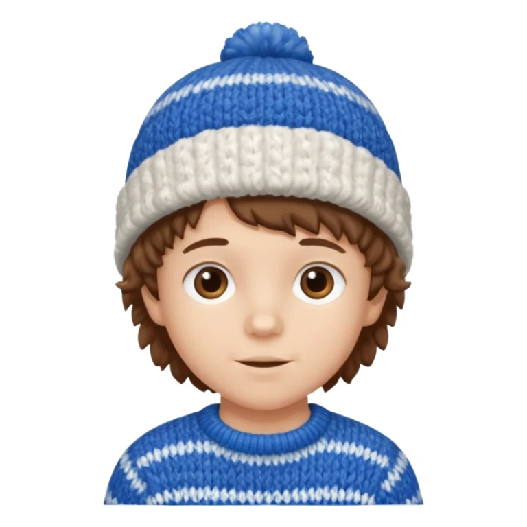 brown fluffy hair kid with blue and white hat sticker