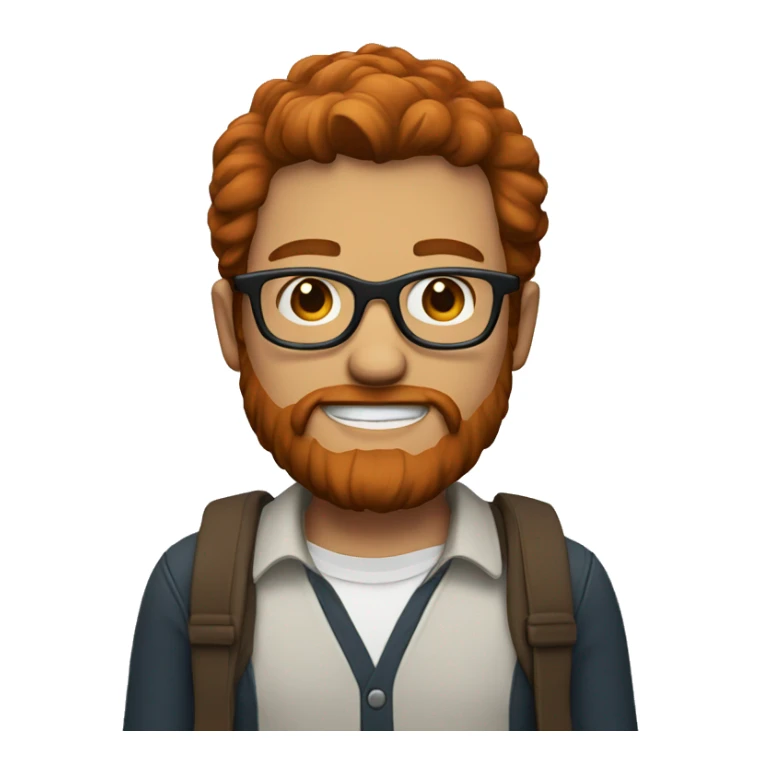 man with glasses red beard and brown hair sticker