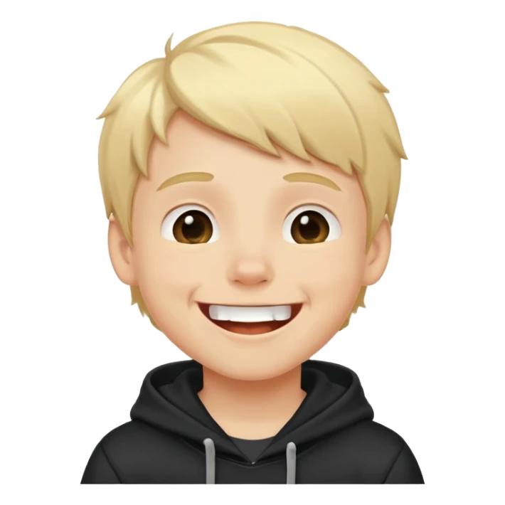Blond boy in a black hoody, laugh sticker