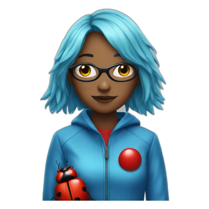 Blue Hair Girl with Red bugs suit sticker