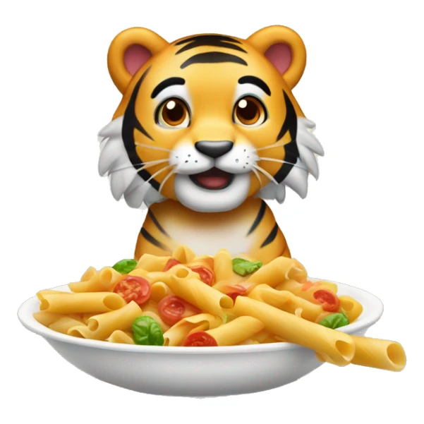 Rainbow tiger who loves penne pasta with parm cheese  sticker