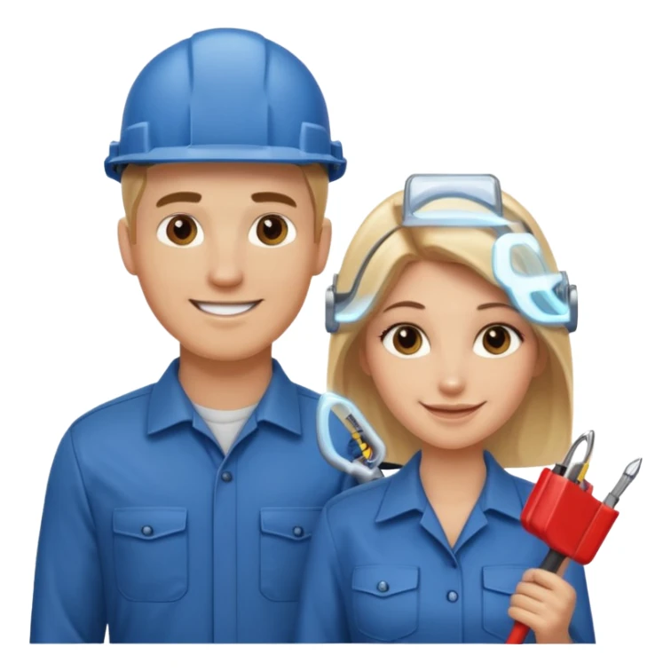 handsome White male electrician and female pretty blond office worker sticker