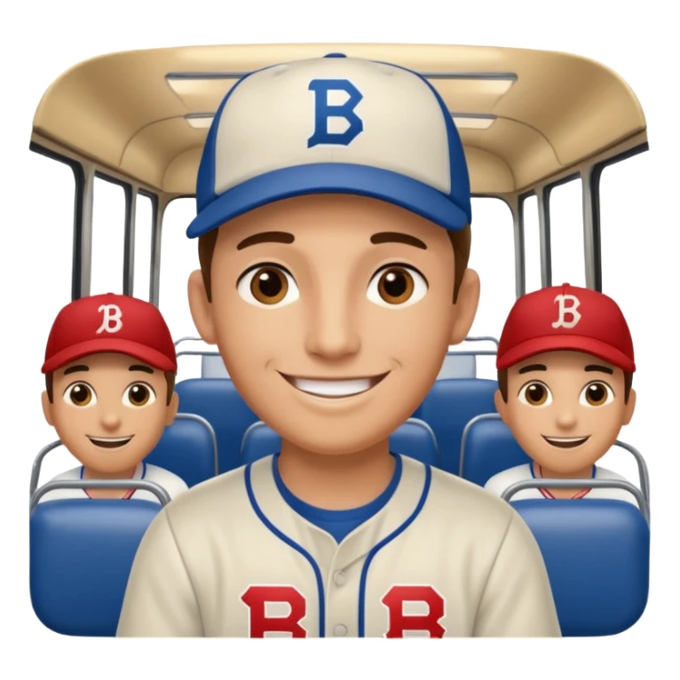 autobus de equipo llevando a egnte de basebal  y un chofer con b en la gorra sticker