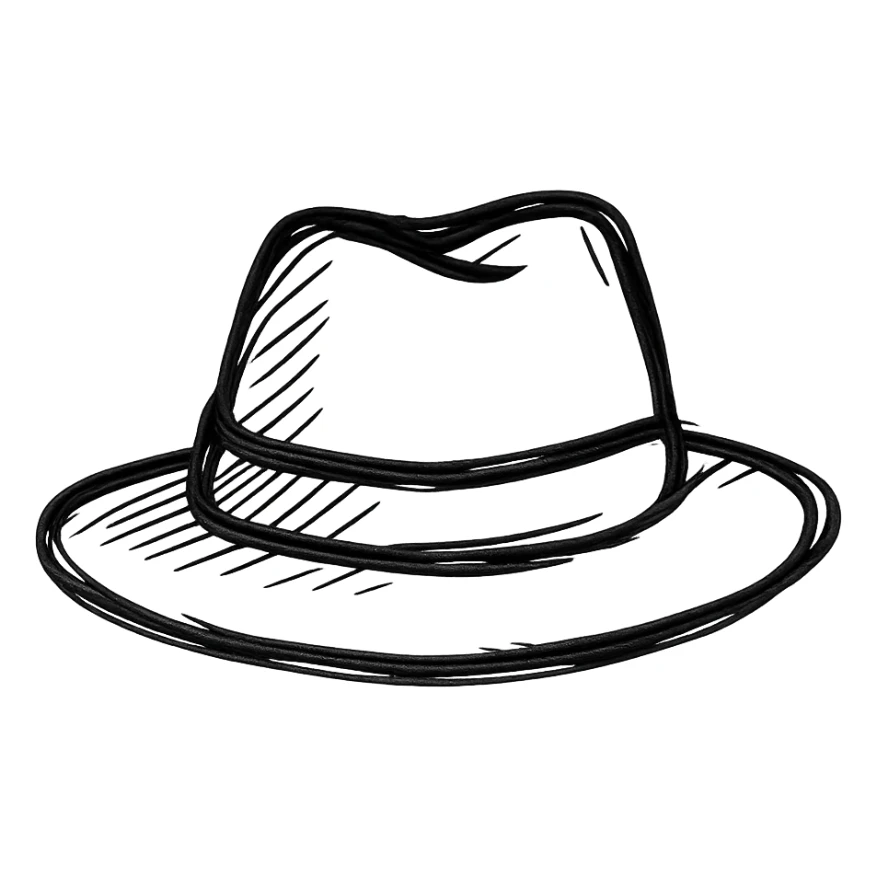 hat, minimalist black outline icon, no fill, simple lines sticker