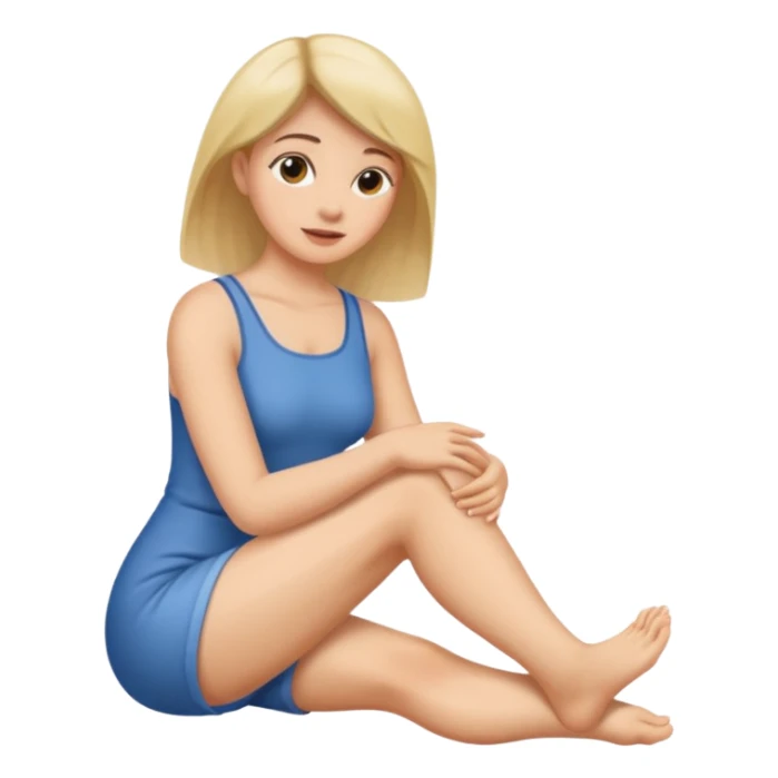 Woman touching her foot sticker