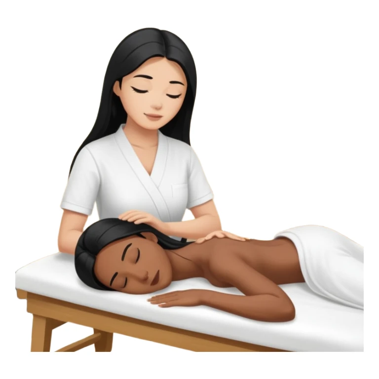 Philippines woman with long hair is getting a massage  from a blond white man sticker