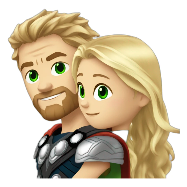 Thor and blond girl green eyes hugging sticker