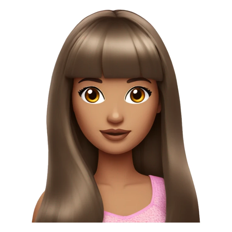 Beautiful Barbie brunette with bangs long hair  sticker