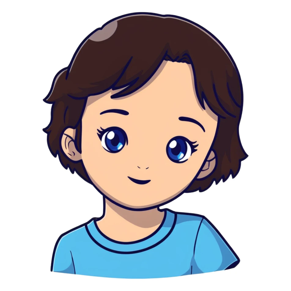 brunette girl with blue eyes sticker