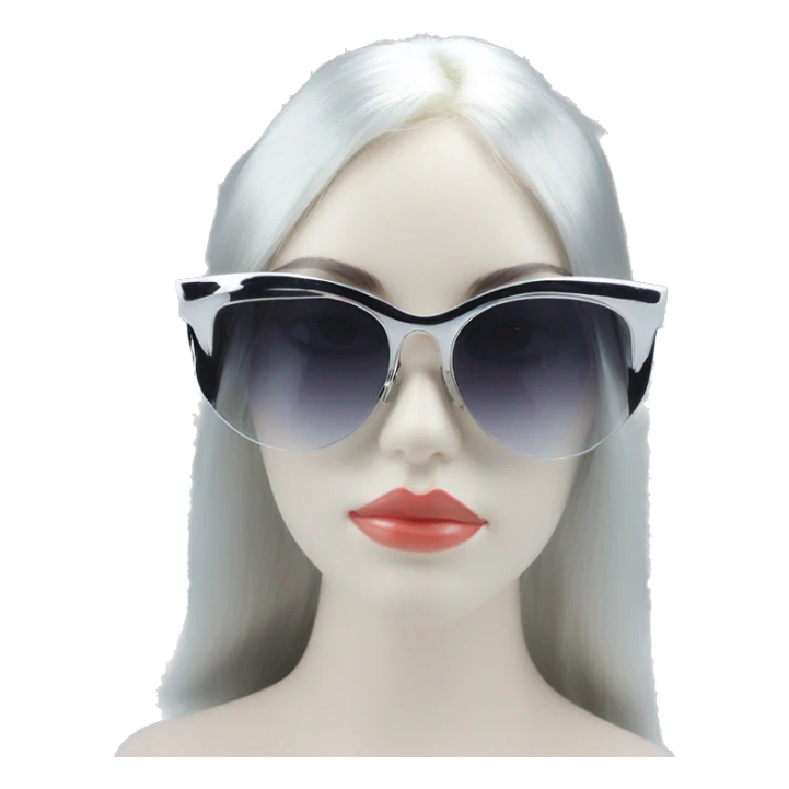 Y2K  Sports Sunglasses front view cat eye with silver frame sticker