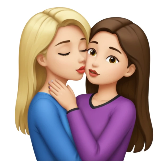blond girl kissing brunette girls neck sticker