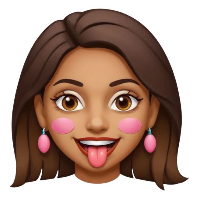 make a tongue sticking out expression for this indian girl that has under eye patches sticker