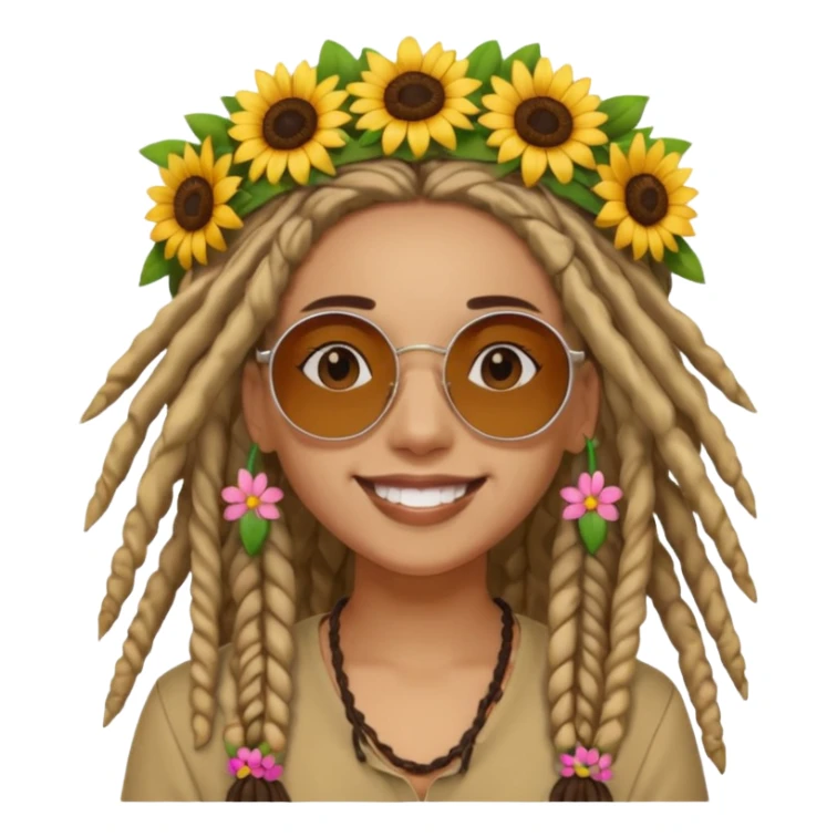 Woman with dreadlocks, round sunglasses, and flower crown.


























 sticker