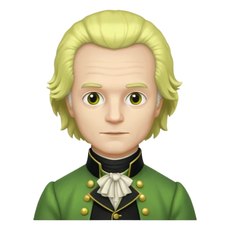 Maximilien Robespierre in a green and yellow gown sticker