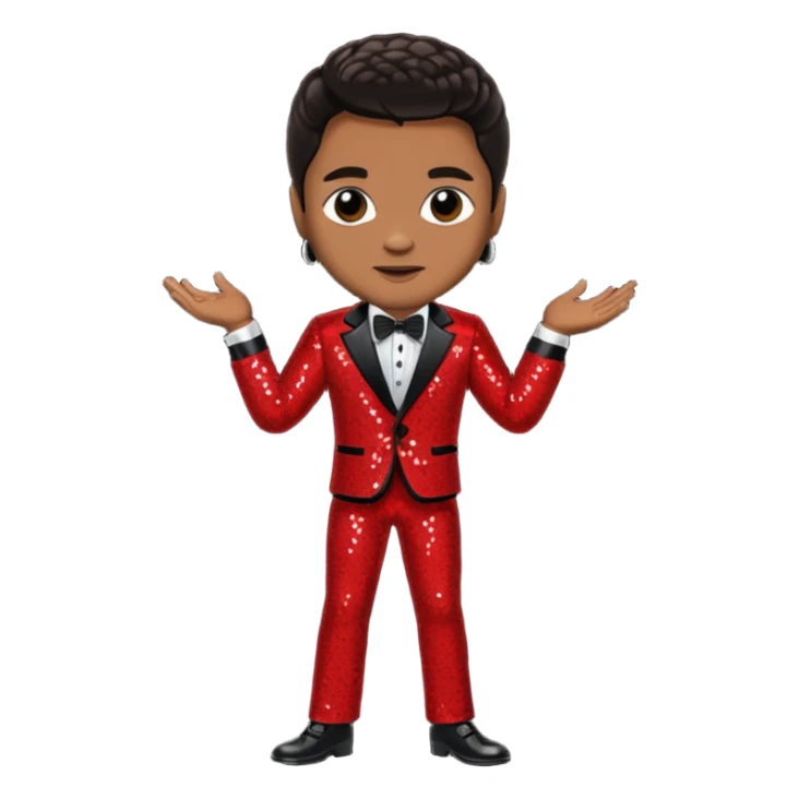 Jackie Wilson with dark brown hair, red sequin outfit sticker