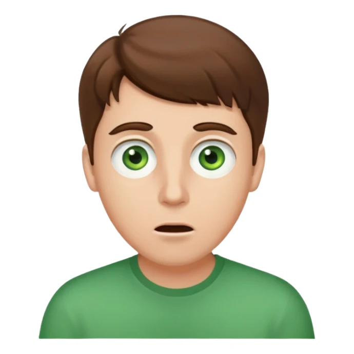 White guy brown hair green eyes surprised face  sticker