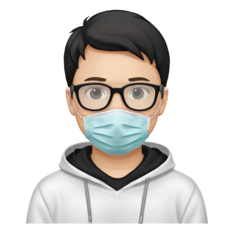 emojis.com man-with-medical-mask-and-white-hoody-and-black-glasses sticker