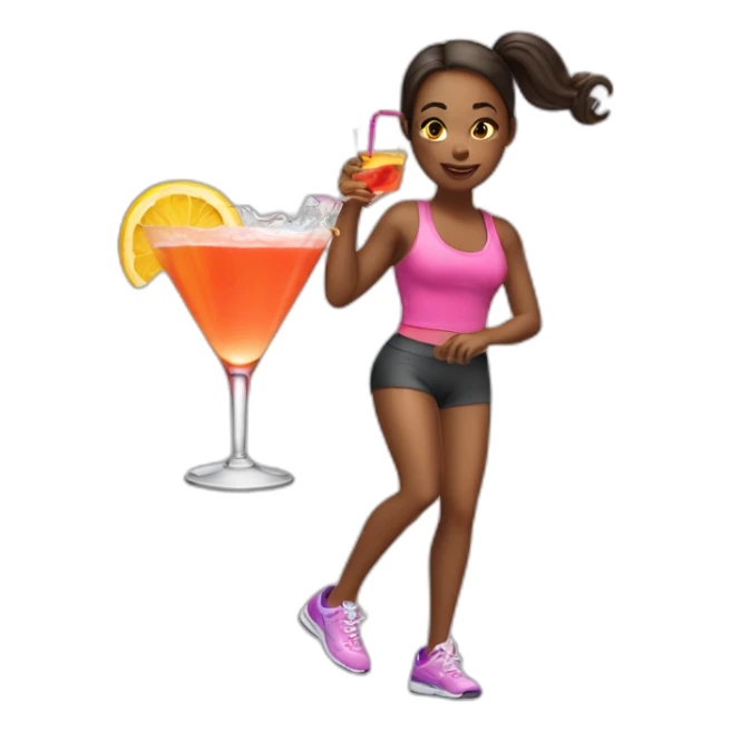 aerobic girl drinks cocktail sticker