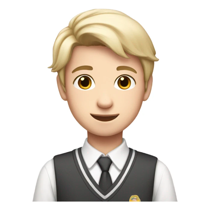 boy with fair skin, soft pink and white school uniform, straight hair sticker