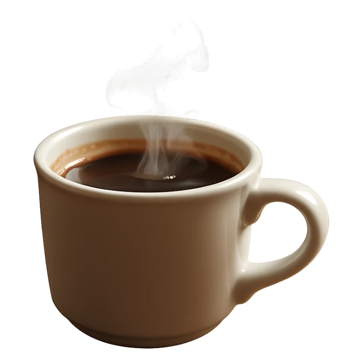 Remove the background, keep only the realistic cup of hot coffee in photorealistic style with transparent background. sticker