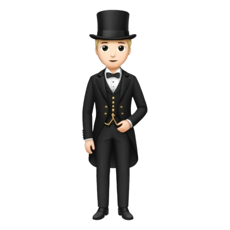 Classic 1800s man in formal attire and top hat, full body, standing sticker