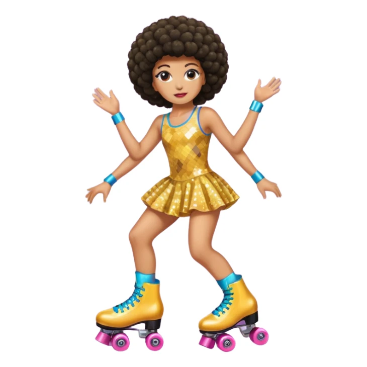 afro hair disco dress and roller skate sticker