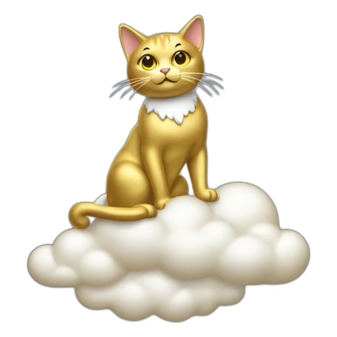 cat secretary sitting on top of the gold cloud sticker
