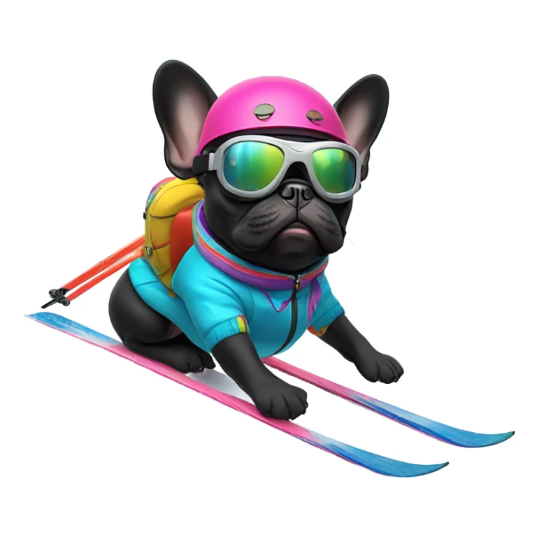 Skiing French Bulldog Black sticker