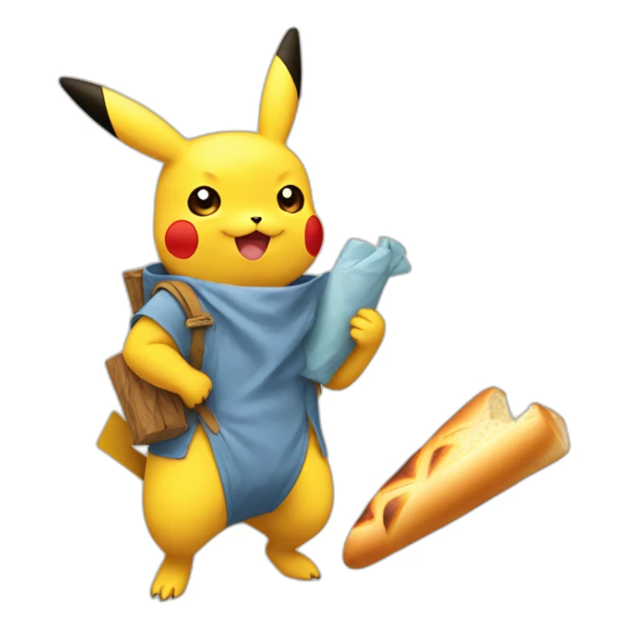 Pikachu with baguette sticker