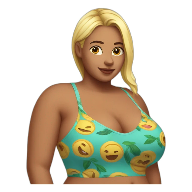 Slim-Thicc caucasian woman swimsuit posing sticker