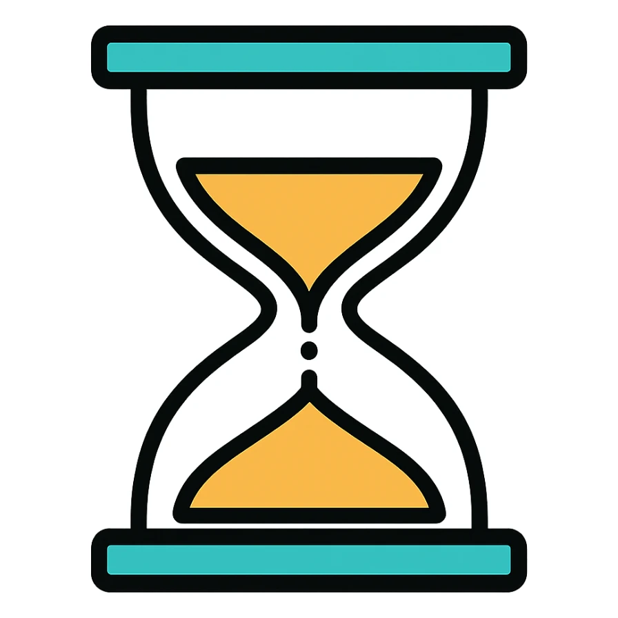 Add vibrant color to the hourglass, keep it simple and easy to read, no background. sticker