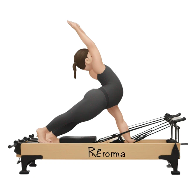 Pilates reformer at the bottom with the inscription ReForma sticker