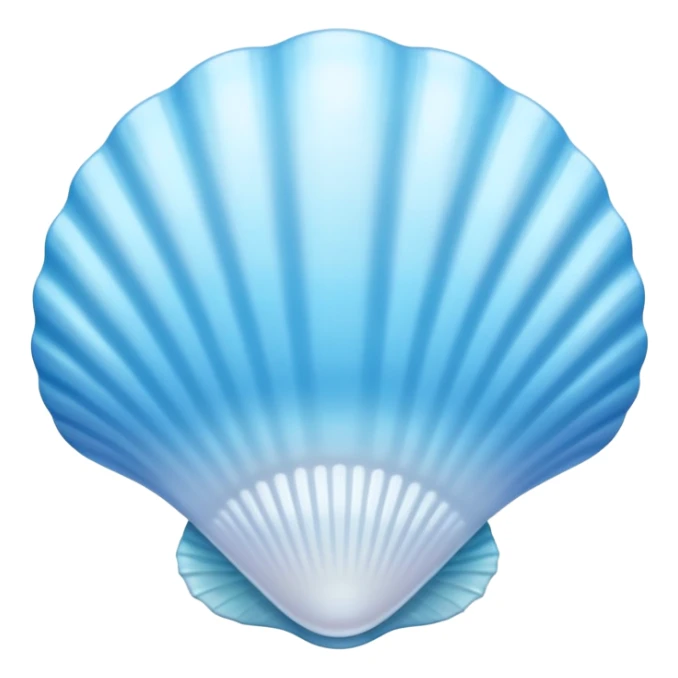 Light blue seashell emoji, pearl texture, soft gradient, smooth curves, glossy finish sticker