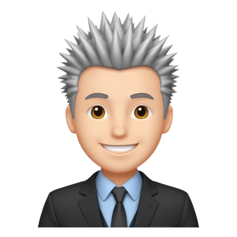fat spiky haired happy man with suit sticker