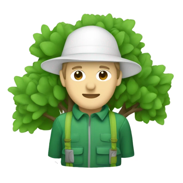 gardener pith helmet jacket white green trees  sticker