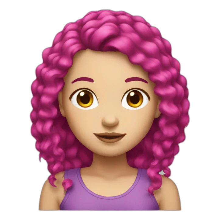 White girl with a magenta hair sticker