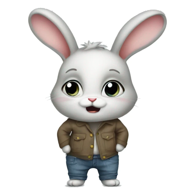 Anxious baby rabbit in pants sticker