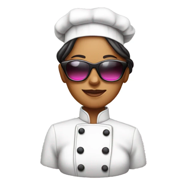 A women chef with sunglasses wearing pink sticker