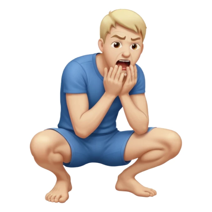 man on hands and knees yelling in agony  sticker