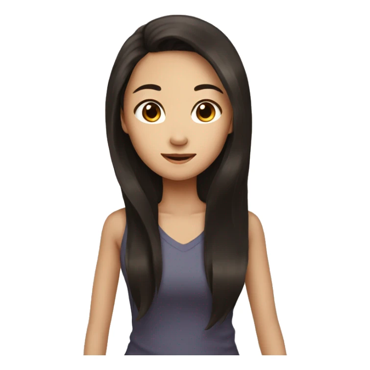 dark brown long haired asian girl pretty sticker