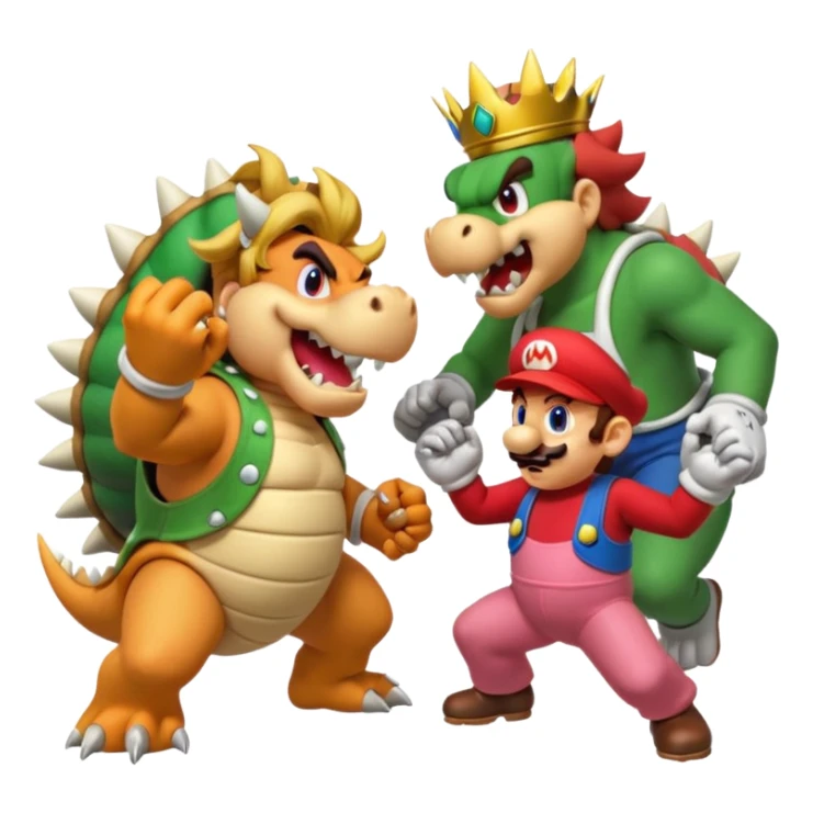 Mario and Luigi fitting bowser trying to save princess peach sticker