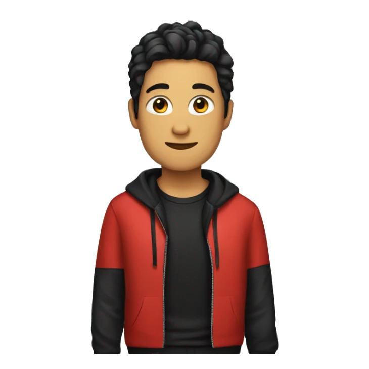 A red T-shirt with a trendy black jacket around it sticker