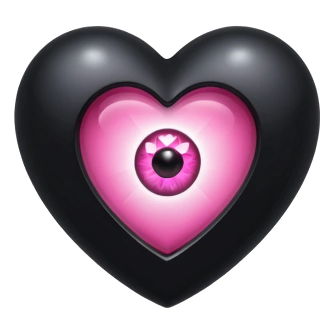 A black heart Gem with a pink eye in the center sticker