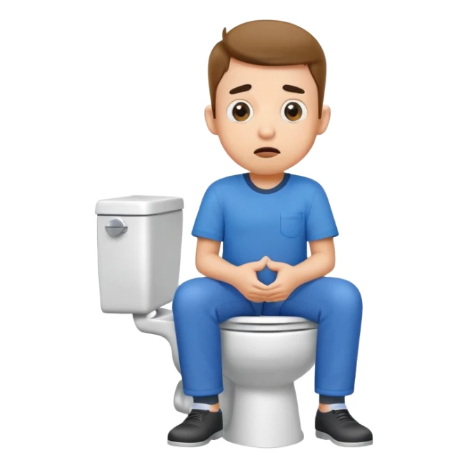 cartoon character sitting on toilet with surprised expression sticker